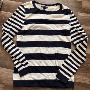 Tommy Hilfiger Navy and Cream Striped Top
